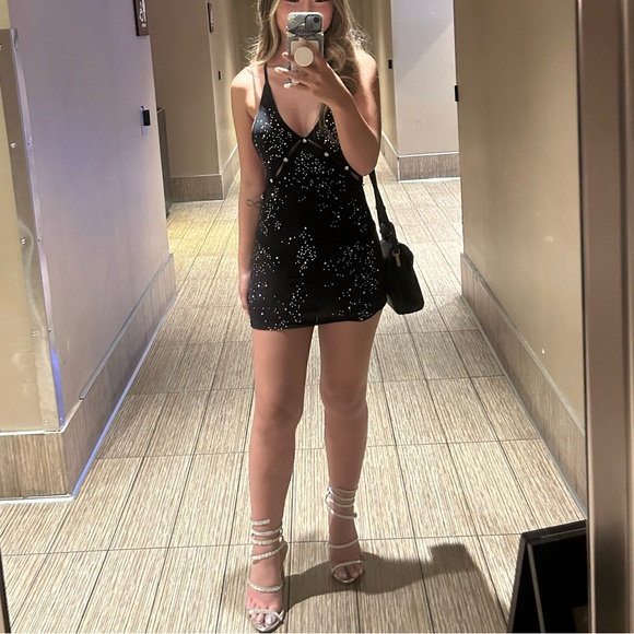 White Fox Sparkling Black Mini Dress - Picture 3 of 5